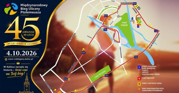 45. Międzynarodowy Bieg Uliczny Ptolemeusza odbędzie się 4 października 2026 roku w Kaliszu. Bieg główny na atestowanej trasie o długości 10 kilometrów rozpocznie się o godzinie 12:00.